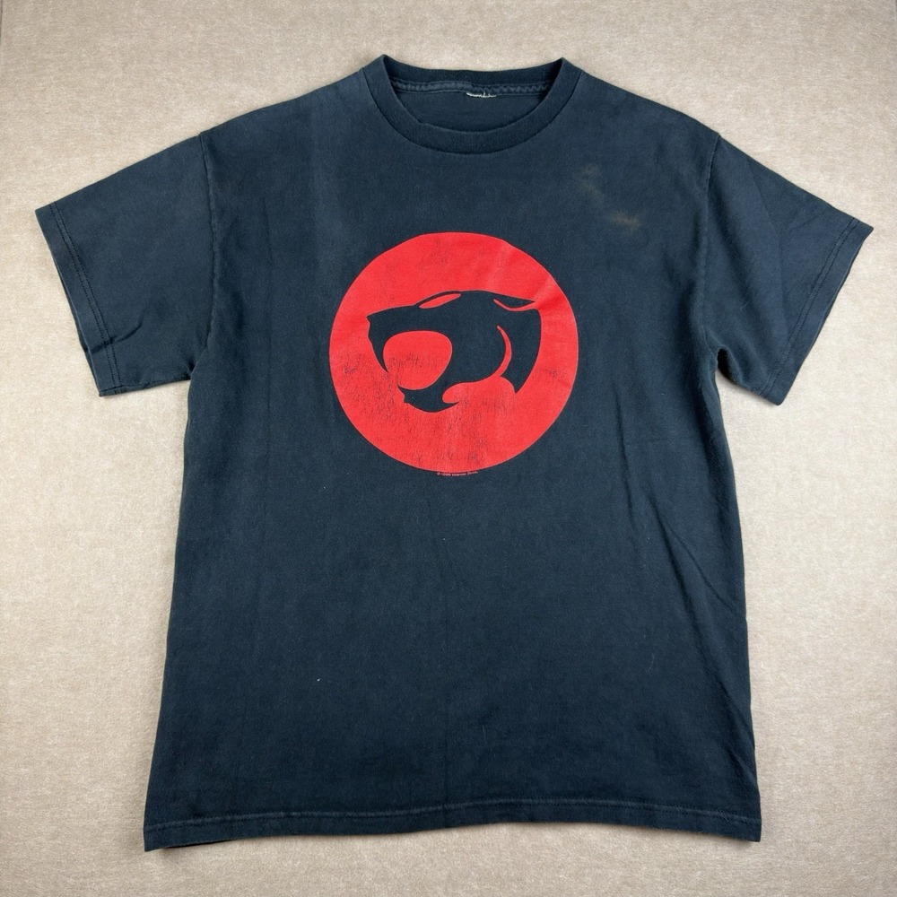 Vintage Thundercats T-Shirt Men's M Black Red Logo 90s Warner Bros Faded Tee